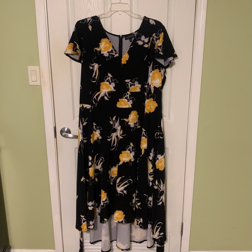 Floral Black and Yellow Dress